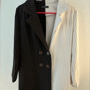 Black and White Asymmetrical Blazer